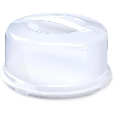 Image of shopior Airtight BPA free Plastic Reusable Storage Cake Box Portable Takeaway Food Container with Lid Carrier Handle Lockable Cover Multipack (Plastic, Single Round)