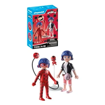 Image of Playmobil 71336 Miraculous: Marinette &amp; Ladybug, including Kwami Tikki and diverse accessories, adventure with fun imaginative role play, detailed play sets suitable for children ages 4+
