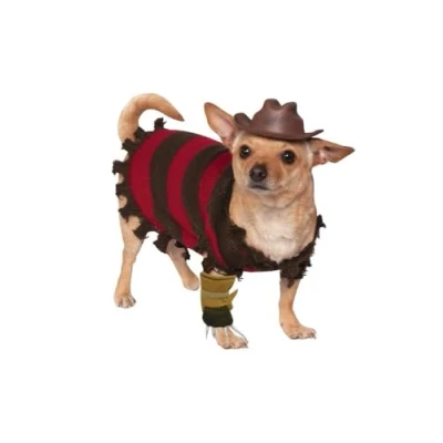 Image of Rubie&#039;s unisex adult Costume, Official Rubie s A Nightmare on Elm Street Freddy Krueger Halloween Pet Dog Costume Size Medium, Multicolor, M UK