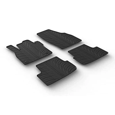 Image of Gledring Rubber car mats set (LHD) compatible with Seat Ibiza 6F 5 doors 6/2017 &amp; Arona 11/2017 Skoda Fabia IV 2021 (T profile 4 pieces + mounting clips)