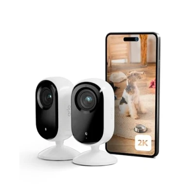 Image of Arlo Essential 2K Indoor Pet Security Camera, Wired Home CCTV Camera with Night Vision, Siren, 2 Way Audio &amp; WiFi, Secure Free Trial, Cameras, auto privacy lens cover, white