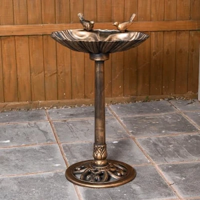 Image of Samuel ALEXANDER 81cm Bronze Effect Garden Patio Bird Bath with Sculptures