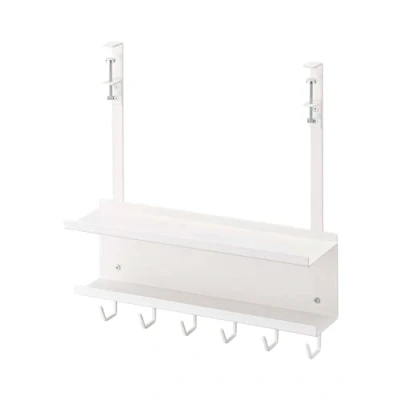 Image of YAMAZAKI 5461 SMART Under Desk Cable &amp; Router Organizer, white, Steel, Minimalist, 40 x 11.5 43 cm