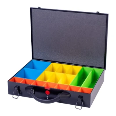 Image of DJM Direct Metal Storage Screw Fixing Organiser Tool Compartment Box Case Black (Medium (380 x 270 66mm))