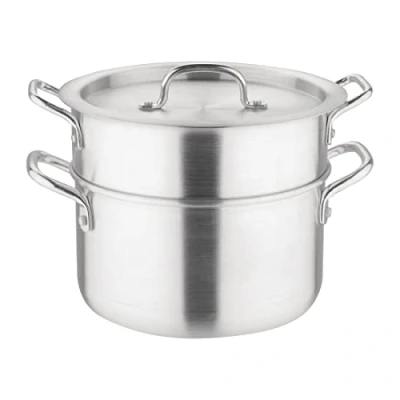 Image of Vogue Aluminium Double Boiler Pan with Lid 4 Litre/24 cm, Silver, Chocolate Melting Pot, Weight: 1.2 kg For Creating Delicate Sauces, Custards &amp; Chocolate, K643