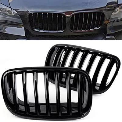 Image of BILLDIO Front Grille For 2007 2014 BMW X5 E70 X6 E71，ABS Gloss Black Kidney Grill