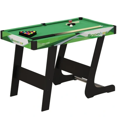 Image of SPORTNOW Folding Pool Table Set, 104cm Mini Snooker with 2 Cues, 16 Balls, Chalk, Triangle, Brush, Portable Billiards for Youth and Adults, Green