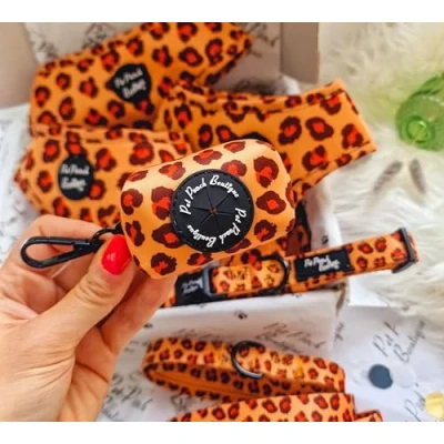 Image of Pet Pooch Boutique Spiced Honey Leopard Dog Poo Bag Holder