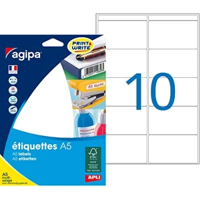 Image of Etui A5 160 étiquettes blanches 38.5 * 65 mm