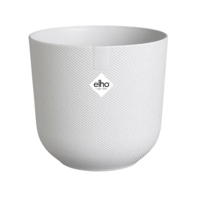 Image of elho Jazz Round 30cm Flower Pot Large Indoor Plant 100% Recycled Plastic Unique Structure Ø 29.5 x H 27.5 cm White/Silky White