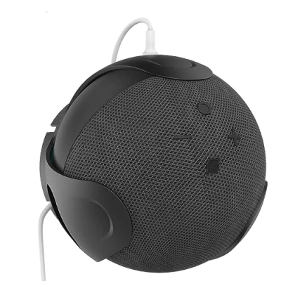 Image of KSIEE Universal Speaker Mount, Round Shelf Organizer for Echo Dot 5th/4th Gen, Google Nest, Space Saving Holder with Charging Port (Black)