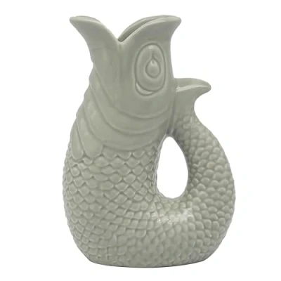 Image of The Leonardo Collection Fish Jug/Vase Green 20cm For Kitchen &amp; Home Ceramic Or Glass Jug Multiple Use Beautiful Cream Milk Vase Daily Can Be Used As Water Too
