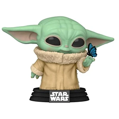 Image of pop Funko Star Wars The Mandalorian Child Grogu with Butterfly 468 Exclusive Bobblehead
