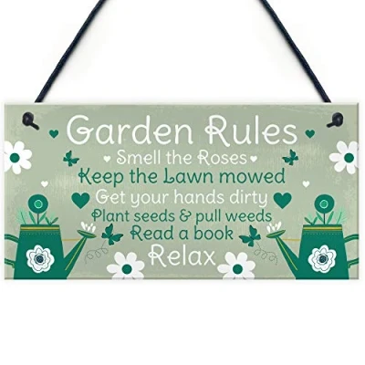 Image of RED OCEAN Garden Rules Novelty Hanging Plaque Summer House Sign Shed Keepsake Gift