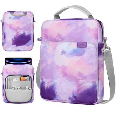 Image of TiMOVO 13.3 14 Inch Laptop Sleeve Bag with Handle for iPad Air 13 2024,iPad Pro 2024,MacBook 2022 2018,MacBook M2/M2/M1 Pro/M1 Max 14.2 2023 2021,Galaxy Tab S9+, Watercolor Purple