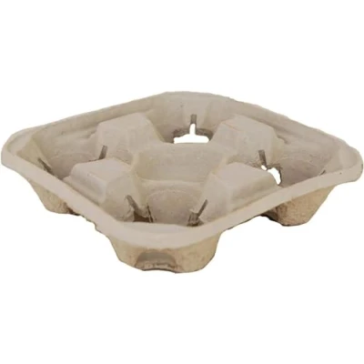 Image of Hot BARGAINS 90 X 4 Cup Carrier Tray Biodegradable Disposable Holders for Takeaway and Cold Drinks (PACK of 90)