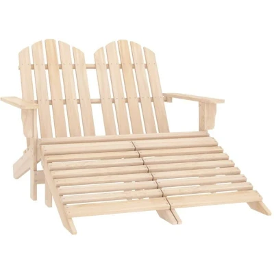Image of vidaXL 2 Seater Garden Adirondack Chair &amp; Ottoman Fir Wood