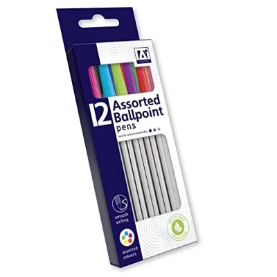 Image of IG Design A Stationery Assorted Colours Ballpoint Pens Box of 12