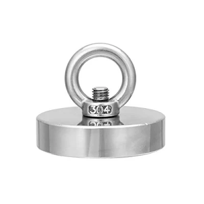 Image of LKXHarleya 41KG Pulling Force Round Neodymium Magnet, Strong Magnet with Eye Bolt for Fishing and Salvage in River