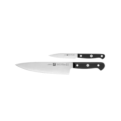 Image of ZWILLING Gourmet Knife Set, 2 pieces (Paring/Garnishing 10 cm, Chef&#039;s 20 cm), Special Stainless Steel, Ergonomic Plastic Handle, Black Made in Germany