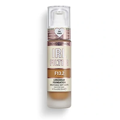 Image of Makeup Revolution IRL Filter, Longwear Foundation, Medium to Full Coverage, Matte Finish, 16 Hour Wear, F13.2, Dark Skin Tones, 23ml