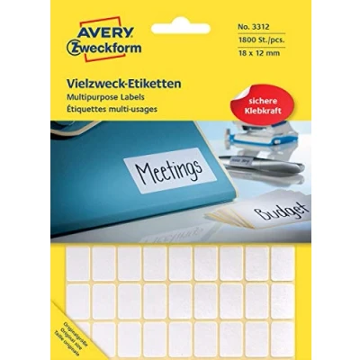 Image of Avery Zweckform 3312 Multipurpose Labels 18 x 12 mm Pack of 1800