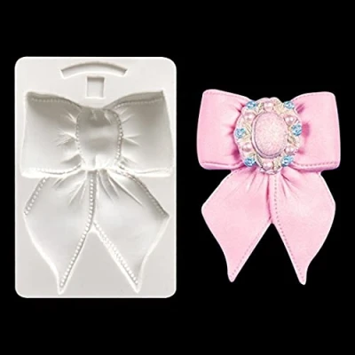 Image of Rolin Roly Bow Fondant Mould Bowknot Chocolate Candy Molds Silicone Baking Polymer Clay Moulds DIY Cake for Decorations Pudding Jelly Soap Bread Making