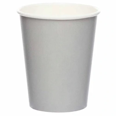 Image of Amscan 9915403 215 66 Graphite Grey Eco Friendly Recyclable Paper Party Cups 8 Pack