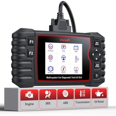 Image of iCarsoft LR V2.0 OBD2 Scanner for Land Rover/Jaguar, Full System Diagnostic Tool with 9 Service Function, Oil/EPB/SAS/ABS Bleeding/BMS/ETC/DPF/INJ/TPMS, Lifetime Update Car Code Reader