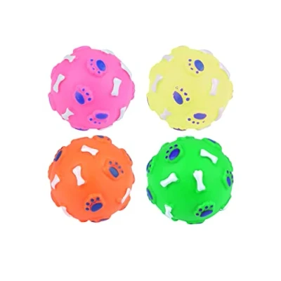 Image of HENBRANDT Single Squeaky Rubber Dog Ball 7cm Durable Balls for Interactive Training and Exercise 4 Assorted Colours Chew Toy Fetch Catch Throw Doggy Toys Accessories