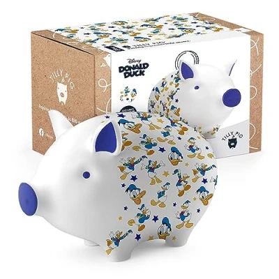 Image of Tilly Pig Disney Ceramic Piggy Bank Kids Boys Girls Donald Duck Money Box