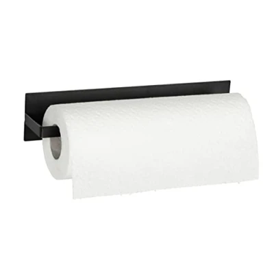 Image of Wenko Ima Magnetic Kitchen Roll Holder Black No Drilling Required Powder Coated Metal 30 x 6.5 6 cm (55013100)