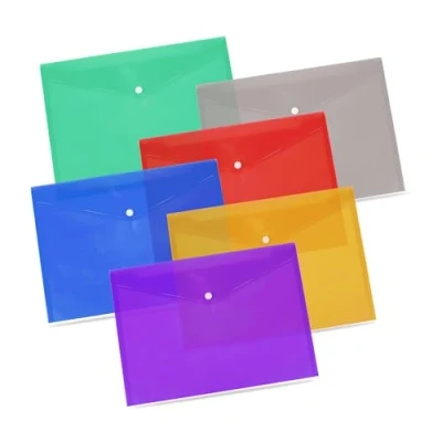 Image of 25 A5 Bright Transparent Popper Wallet/Paper Wallets Assorted Colours
