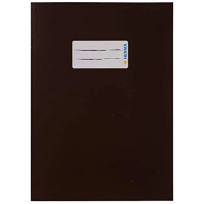 Image of HERMA Cardboard Exercise Book cover A5, with inscription field, made of extra strong cardboard, slip on jackets for school, brown