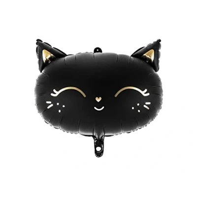 Image of PartyDeco Cat Foil Balloon Black &amp; Gold Balloon, Perfect for Halloween Party, Animal Party And Event Decoration