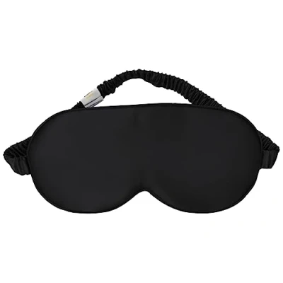 Image of Sleep Mask,Silk Eye Mask for Sleeping Women/Men/Girls,19 Momme Both Sides 100% Pure Mulberry Silk Blackout Anti Allergy Blindfold with Elastic Strap Night,Travel,Nap,Meditation (Black)