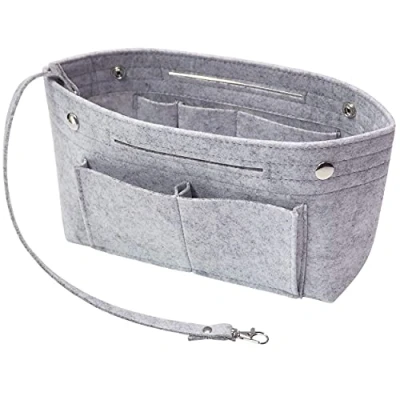 Image of Soyizom Felt Handbag Purse Organiser Liner Shaper Insert Bag In with Keychain for Speedy Neverfull, 8 Colors（Light Grey，large）