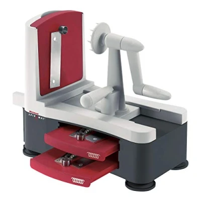 Image of Westmark Spiral Slicer For Vegetable Noodles, Zoodles And Fruit Spirals, With 3 Cutting Inserts, Sharp Stainless Steel Blades, Spiromat, Anthracite/White/Red, 11332260