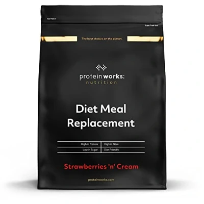 Image of Protein Works Diet Meal Replacement, Nutrient Dense Complete Meal, Immunity Boosting Vitamins, Affordable, Healthy And Quick, 14 Meals, Strawberries &#039;n&#039; Cream, 1kg