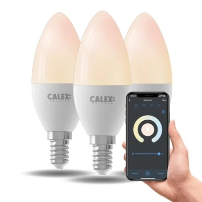Image of CALEX Smart LED Bulb E14, 3 Pack, WiFi Candle Bulb, Warm White Light, App and Works with Amazon Alexa Google Home, 5W