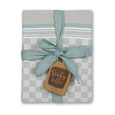 Image of 100% Cotton Tea Towel Teal Grey Chequered Pattern, Pack of 5 Kitchen Set Absorbent, Strong, Quick Dry &amp; Machine Washable for Home Decor Bathroom Accessories