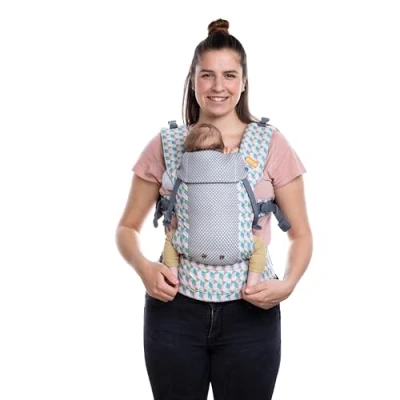 Image of Beco Gemini Cool Baby Carrier Newborn to Toddler Body Carrier, Backpack, Front with Adjustable Seat, Ergonomic Holder 7 35lbs (Cool Grey Geo)