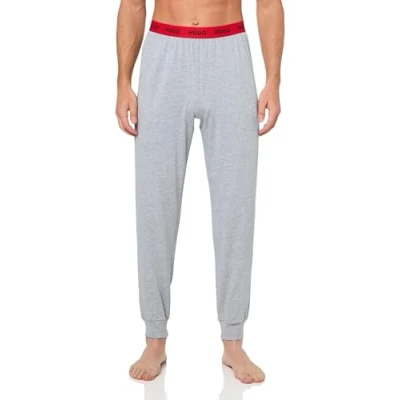 Image of HUGO Men&#039;s Bold Logo Waistband Cotton Lounge Joggers Casual Pants, Feather Grey Melange, XXL