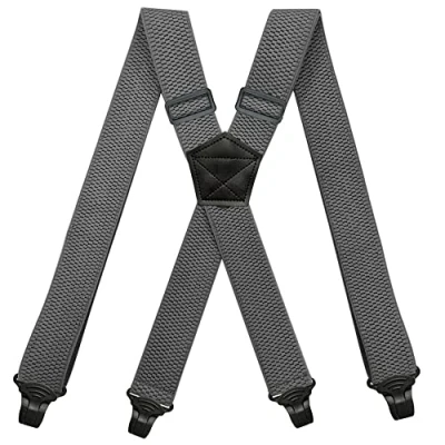 Image of YYKSYDPT Braces for Men with Very Strong 4 Plastic Clips 38 MM Wide Duty Suspenders X Style Adjustable Brace (Dark Grey)