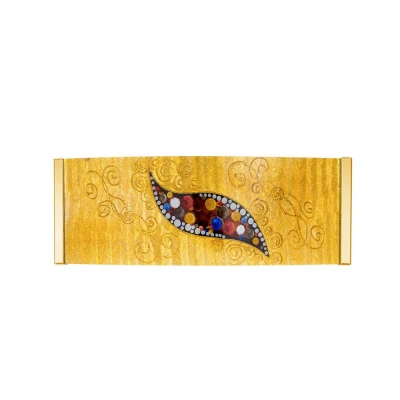 Image of Emozione Designer Glass Wall Light Polished Gold Kiss Pattern, 2x G9
