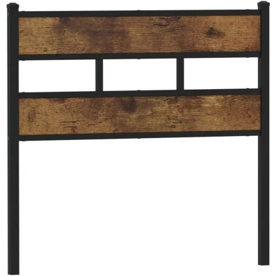 Image of vidaXL Headboard Bed 107 cm Smoked Oak/Iron/Engineered Wood Bedroom Decor Excellent Support Assembly Required