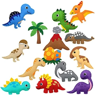 Image of Keyohome Felt Sewing Craft Kit, Animal Kit for Kids DIY Animals Fun Crafts Educational Beginner Children (Dinosaur)