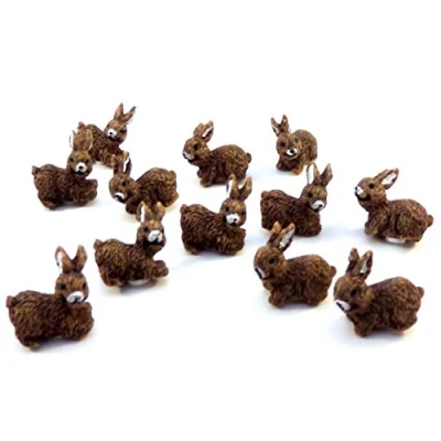Image of Melody Jane Dolls House Pets Set of 12 Bunny Rabbits Miniature 1:12 Garden Accessory