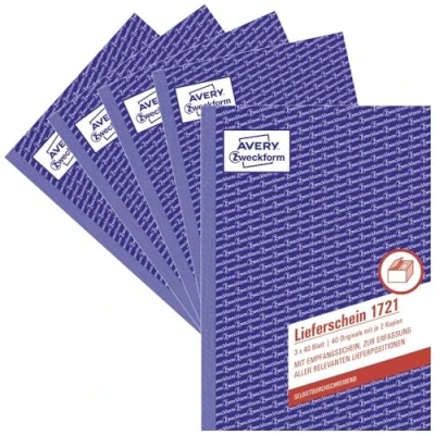 Image of Avery Zweckform 1721 5 Delivery Note Pad A5 Pack 3x 40 Sheets