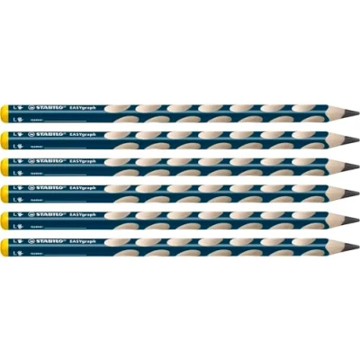 Image of Ergonomic Graphite Pencil STABILO EASYgraph Left Handed Pack of 6 Petrol HB